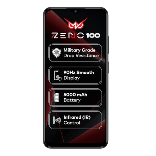 Zeno 100 (4+8GB RAM, 64GB ROM) | 5000mAh Battery with Type-C | 90Hz Display | Side Fingerprint | Military Grade Protection | Octa-Core Processor | Pure Black view 2