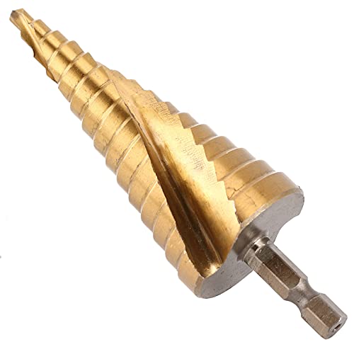Emoshayoga Broca Escalonada de Púas con Marcas Claras de Escala, Cortador de Orificios Redondeados y Desbarbados para Madera, Acero Inoxidable, 4-22 Mm, 10 Pasos, Hexagonal General, Ideal para (4