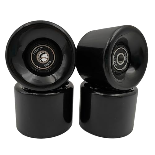 Skateboard Wheels with Bearings, 60mm 92a Hardness, Set of 4 (Black)