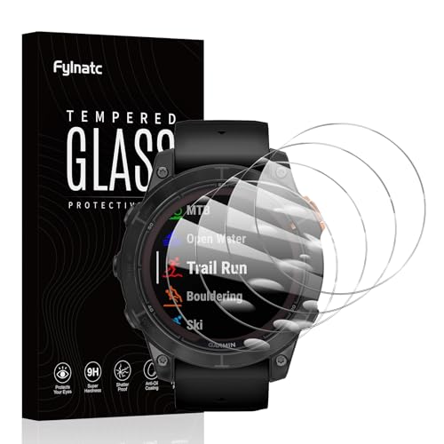 Fylnatc [Paquete de 4] Protector de pantalla para Garmin Fenix 7 Pro, vidrio templado, dureza 9H, transparente HD, antiarañazos, compatible con fundas, revestimiento oleofóbico, fácil instalación sin