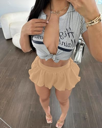 Women Bubble Mini Skirt, High Waist Puffy Balloon Short Skirt3