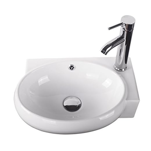 Sliverylake Corner Wall Mount Sink Bathroom White Porcelain Ceramic Vessel Sink and Faucet Combo