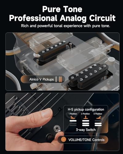 Donner HUSH X PRO Electric Guitar Kit - Smart Travel Guitar with Dozens of Preset Combinations, 7 Tone Sim Options, Black - image 5