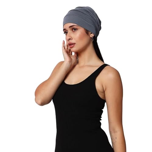 SAKUCHI Chemo Silky Soft Slouchy Snood Bamboo Cap Beanie for Women Cancer Hair Loss Turban Hat Chemo Headwear Women Grey, Grey, One Size