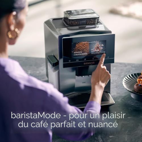 SIEMENS Machine à café automatique EQ900 plus TQ903DZ3 - Nettoyage et détartrage - Contrôle par application - Écran tactile intuitif - Mode barista - Réduction du bruit - Broyeur premium - 1500 W