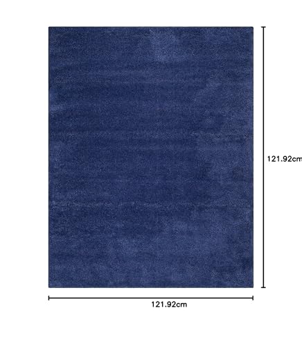 Image of Plain Shaggy Rugs and Carpet for Home and Floor Mats 4x4 Square Navy Blue Color