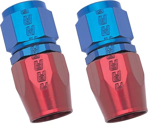 Image of RUSSELL /EDEL 610010 Red /Blue Anodized Aluminum -4AN Straight Hose End (Pack of 2)
