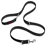 HALTI Correa de adiestramiento - Correa multifunción con doble enganche, ideal para antitirones Entrenamiento canino. Cómoda de sostener. Apta para perros medianos y grandes (Talla L, Negro)