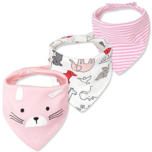 Image of JZLPIN Baby Dribble Bib, Toddler Bandana Bib 3 Packs Super Absorbent Cotton Feeding Bibs