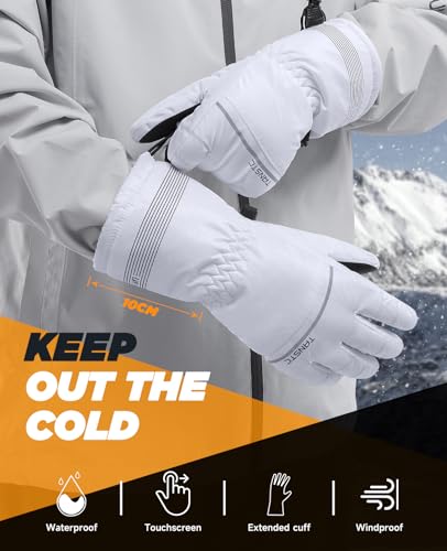 TANSTC Winter Gloves Men Women Waterproof Touchscreen Ski Gloves, 3M Thinsulate Thermal Snow Gloves with Windproof Cuff, Cold Weather Gloves for Cycling, Running, Hiking, Snowboarding, Skiing
