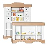 Spiel Gut Auszeichnung POLLY Kinder Kaufmannsladen aus Karton inkl. 20 Miniaturen  Kaufladen mit Zubehör Set und Theke  Mit Spielzeug Lebensmittel