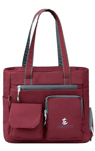 Image of Lusive's Double Pocket Handbag for Women: Stylish, Ideal Companion for Work, Travel, Polyester Material, Spacious 10-liter Capacity, 6 Pockets. (Black & Grey)