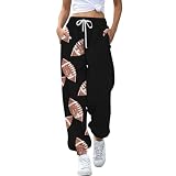 Women's Game Day Sweatpants Casual Football Graphic Print Drawstring Pants Wide Leg Workout Joggers with...