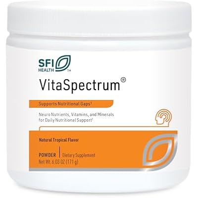Klaire Labs SFI Health VitaSpectrum Powder - Childrens MultivitaminMineral with 23 Essential Nutrients, Tropical Flavor for Kids, No Copper, Iron, Gluten or Casein 171 G 30 Servings