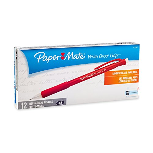 Paper Mate Write Bros Grip Mechanical Pencils, 0.5mm, HB #2, Assorted Colors, 5 Count