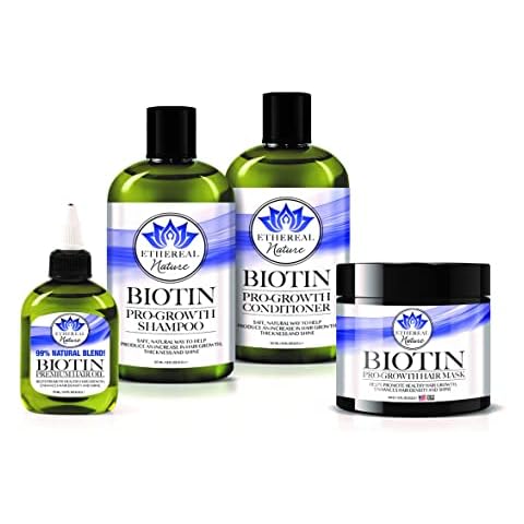Ethereal Nature Biotin Pro-growth 4 pack (Shampoo 12 oz, Conditioner 12 oz, Hair Oil & Mask) Cover
