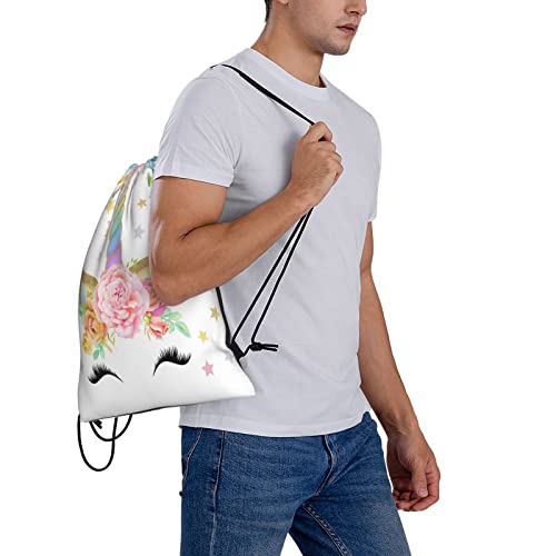 Hizuwky Unicorn Flower Drawstring Backpack For Boys Girls Gym Lightweight String Sackpack Waterproof Cinch Bag For Beach Sport Yoga… #TOP5