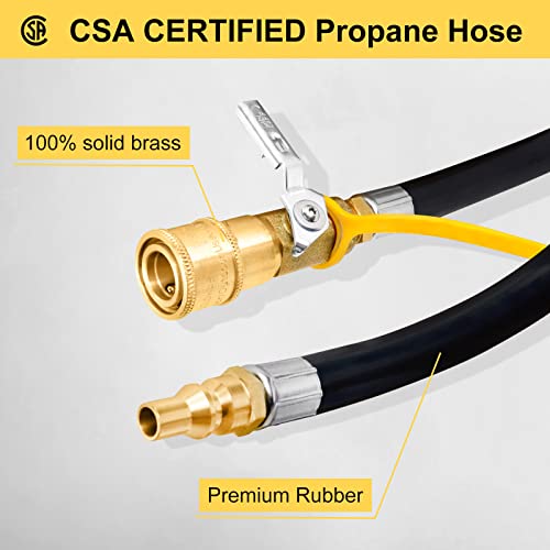 24 Ft Quick Connect Propane Hose For Rv To Grill,Rv Propane Quick Connect Hose,Low Pressure Rv Propane Hose With 1/4" Safety Shutoff Valve And 1/4" Male Full Flow Plug,Compatible With Elbow Adapter #TOP2
