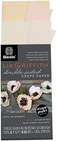 Lia Griffith Extra Fine Crepe Paper Folds Rolls, 10.7-Square Feet, Assorted Colors (LG11018), 50 x 200cm