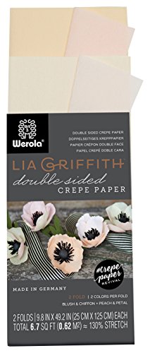 Lia Griffith Double Sided Crepe Paper Folds Roll, 6.7-Square Feet, Blush and Chiffon, Petal and Peach