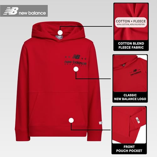 New Balance Boys Graphic Hoodie, Cotton Blend Fleece Sweatshirt, Sizes 4-16 - image 5