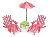 Badger Basket 6 Piece Patio Furniture Play Set for 18 Inch (fits American Girl Dolls) Chair, Pink/Green