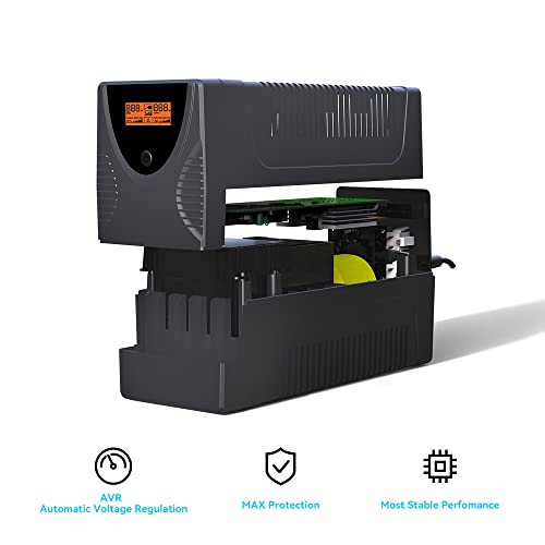 Ups Battery Backup and Surge Protector,Computer Uninterruptible Power Supply Units,Battery Backup Intelligent LCD,SKE Back UPS, Battery Backup for Computer 625VA/360W