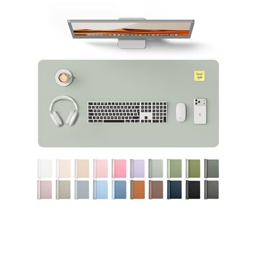 YSAGi Leather Desk Protector, Office Mat, Large Mouse Mat, Non-Slip PU Leather Blotter, Laptop Pad, Waterproof Writing Pad for Office and Home (Grayis