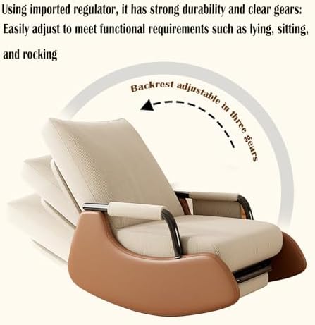 Patio Leisure Rocking Chairs，Comfy Nursing Rocking Chair with Sleeper Design, Folding Foot Pad and Side Pocket - Ideal Armchair for Living Room or Bedroom