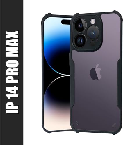 Image of AIBEX Crystal Clear Back Cover Case for Apple iPhone 14 Pro Max | 360 Degree Protection | Shock Proof Design | Transparent Back Cover Case (PC & TPU, Black Bumper)