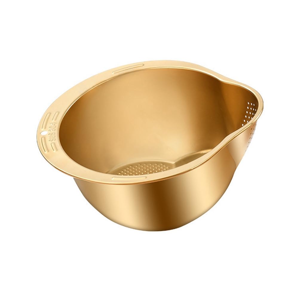 CTRLZS Rice Washer Strainer Bowl Stainless Steel Rice Washing Bowl Rice Colander Fruit and Vegetable Strainer Kitchen Tool B