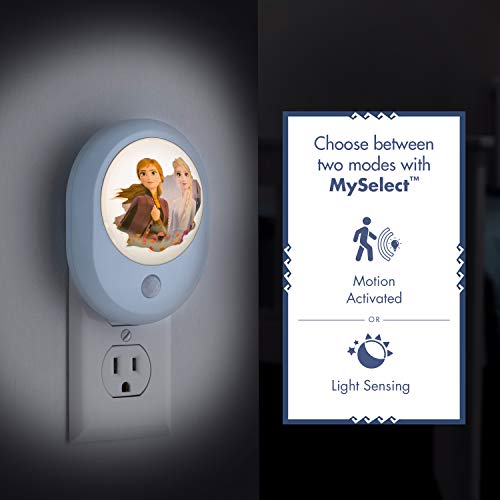 Image of Disney Frozen II MySelect LED Night Light, Motion Sensor, Dusk-to-Dawn | Featuring Anna and Elsa, Ideal for Girls' Bedrooms, Nurseries, or Bathrooms - 44473