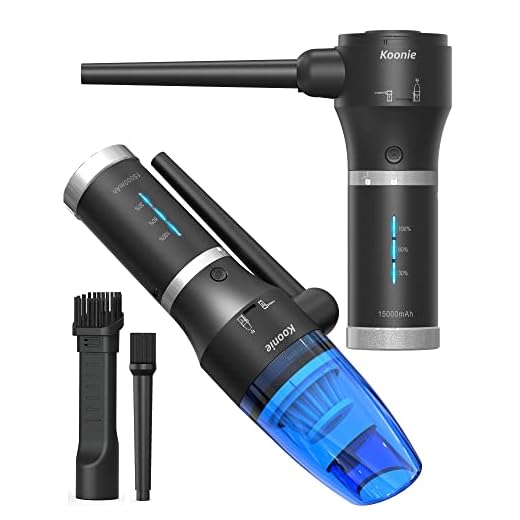 KOONIE 15000mAh Cordless Air Duster & Vacuum 2 in 1, Powerful 77000RPM/11000PA, 2 Speeds, Electric Compressed Air Blower with Detachable Battery, Portable Replaces Air Cans for Computer/Keyboard, Car