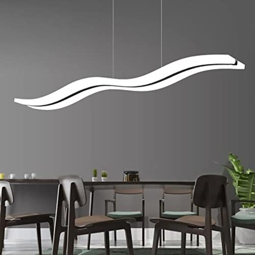 LightInTheBox LED Modern Wave Pendant Light, Acrylic Linear Chandeliers Ceiling Mount Lighting Fixture for Kitchen Island, Dining Room, Living Room (Light Source: White)