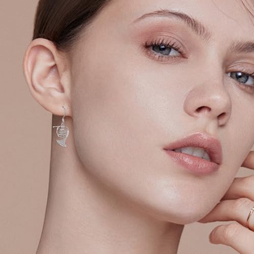French Horn Gifts Sterling Silver Music Instrument Dangle Earrings for Women - Thumbnail 2