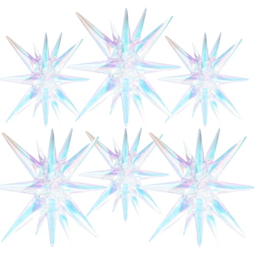 Image of PartyWoo Iridescent Star Spike Balloons 6pcs Explosion Foil Mylar Balloons
