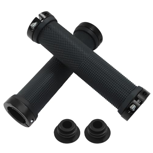 Unlorspy 2Pcs Black Mountain Handlebar Grips, Rubber Soft Non-Slip Hand Grip Bicycle Bandlebar Grips for Bicycles, Road, MTB, Beach Cruiser, Folding Bike, Scooter