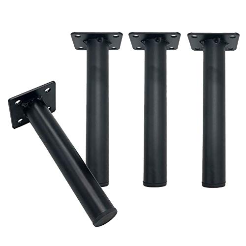 ZJYWMM Lot de 4 Pieds de Meubles Noirs Mats, Pieds de Meubles Ronds, Pieds de Table en métal, Pieds de Meuble TV, Table Basse, Pied de Support de canapé, Pieds de Support d'armoire de sal