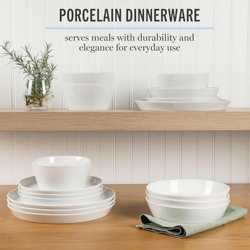Martha Stewart Selma Chip & Scratch Resistant Dinnerware Set Service for 4 (16pcs) – White Plates and Bowls, Durable Dishwasher and Microwave Safe Dishes Set for Everyday Use by Martha Stewart - Image 4