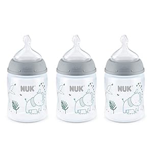 NUK Smooth Flow Anti Colic Baby Bottle, Elephant, 5 Ounce (3 Pack)