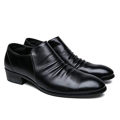 Oxford Shoes for Men Formal Shoes Slip On Style Microfiber Leather Convenient Zipper Personality Fold(10 M US) Black3