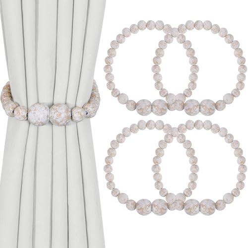 Magnetic Curtain Tiebacks, 4 Pack Curtain Holdbacks for Draperies, Elegant