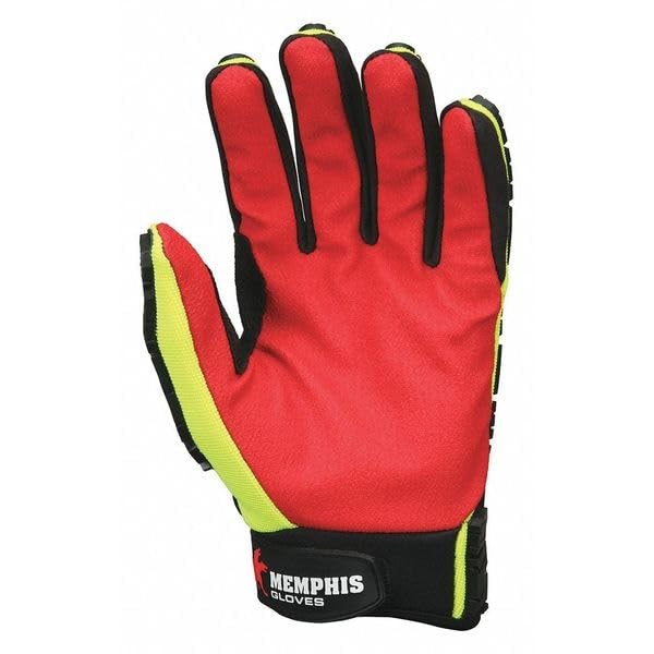 MCR Safety PD2901M Predator Textured PU Coated Synthetic Leather Palm, High Visibility, Spandex Tire Tread Back Gloves, Lime, Medium, 1 Pair by MCR Safety - Used condition - Image 2
