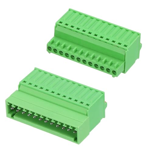 Image of sourcing map 2.5mm 0.1" Pitch Spring PCB Terminal Block Connector 13 Pin Male Female Pluggable Quick PCB Wiring Terminals for 28-20AWG Cable Mechanical Equipment, Green