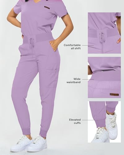 Image of Monarch Uniforms Slim Fit Stretchy Scrubs Women's Jogger Scrub Set Slim Jogger Scrubs with Tuck-In Top for Women