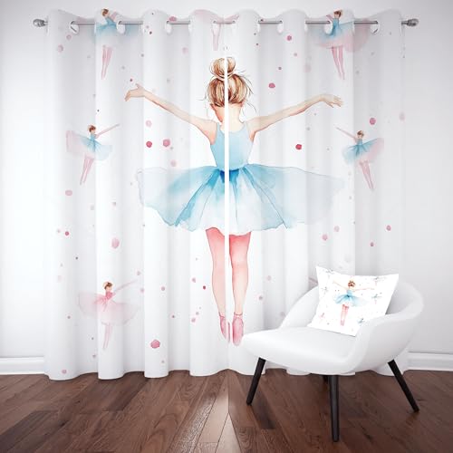 Tyafsgvqo Danseuse de Ballet Rideau 118x138 cm, Thermique Isolant Anti Froid, Rideau Ballerine Gymnastique Aquarelle, Rideaux Lot de 2 Occultant Opaque à...