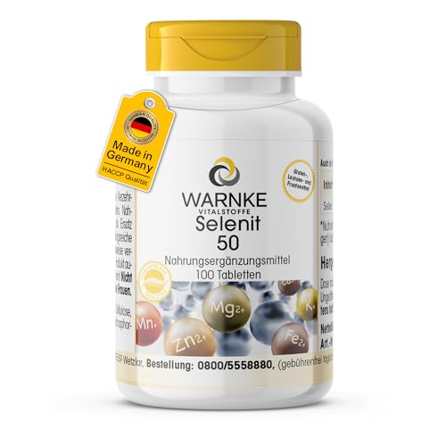 Selen Tabletten - 50µg Selen pro Tablette - 100 Tabletten - schluckfreundlich - vegan - aus Natriumselenit - hefefrei | Warnke Vitalstoffe - Deutsche Apothekenqualität