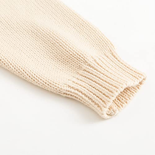 Simplee Kids Baby Beige Girl Sweater Knitted Cardigan For Toddler 1-7T Open Front Coats Fall Winter Kids Solid Jacket Beige #TOP5