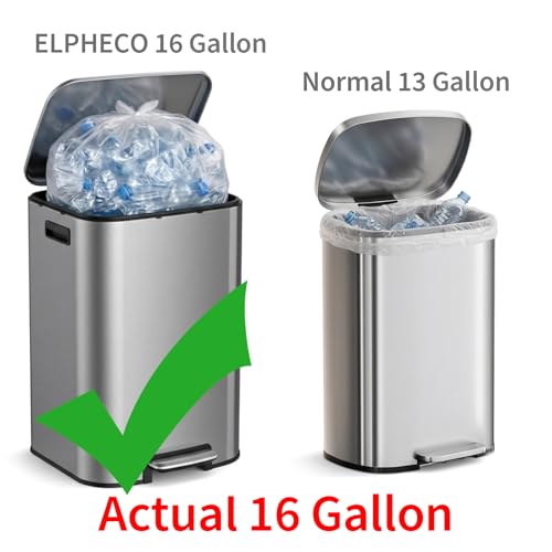 Caneca de basura rectangular de acero inoxidable 60L con tapa miniatura 3