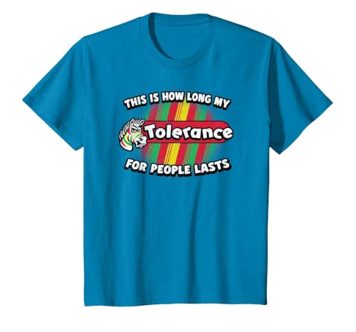 This is How Long My Tolerance for People Lasts Angry Zebra T-Shirt, Youth, Sapphire Blue, 4T